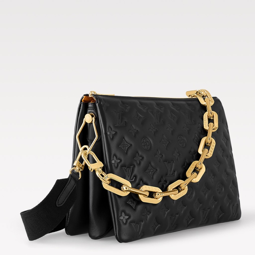 MSRP$5,800 Like NEW LV Louis Vuitton Lambskin Embossed Monogram Coussin MM Black - Picture 3 of 16